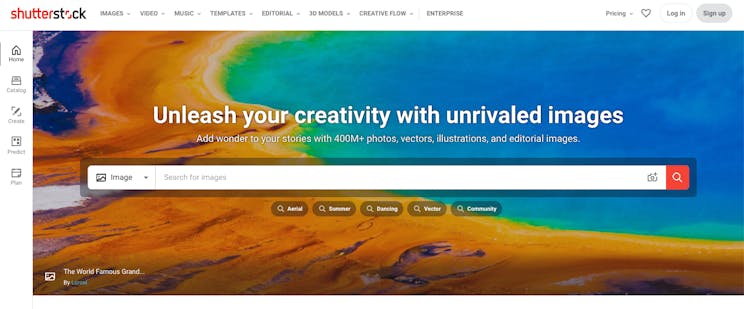 Shutterstock home page